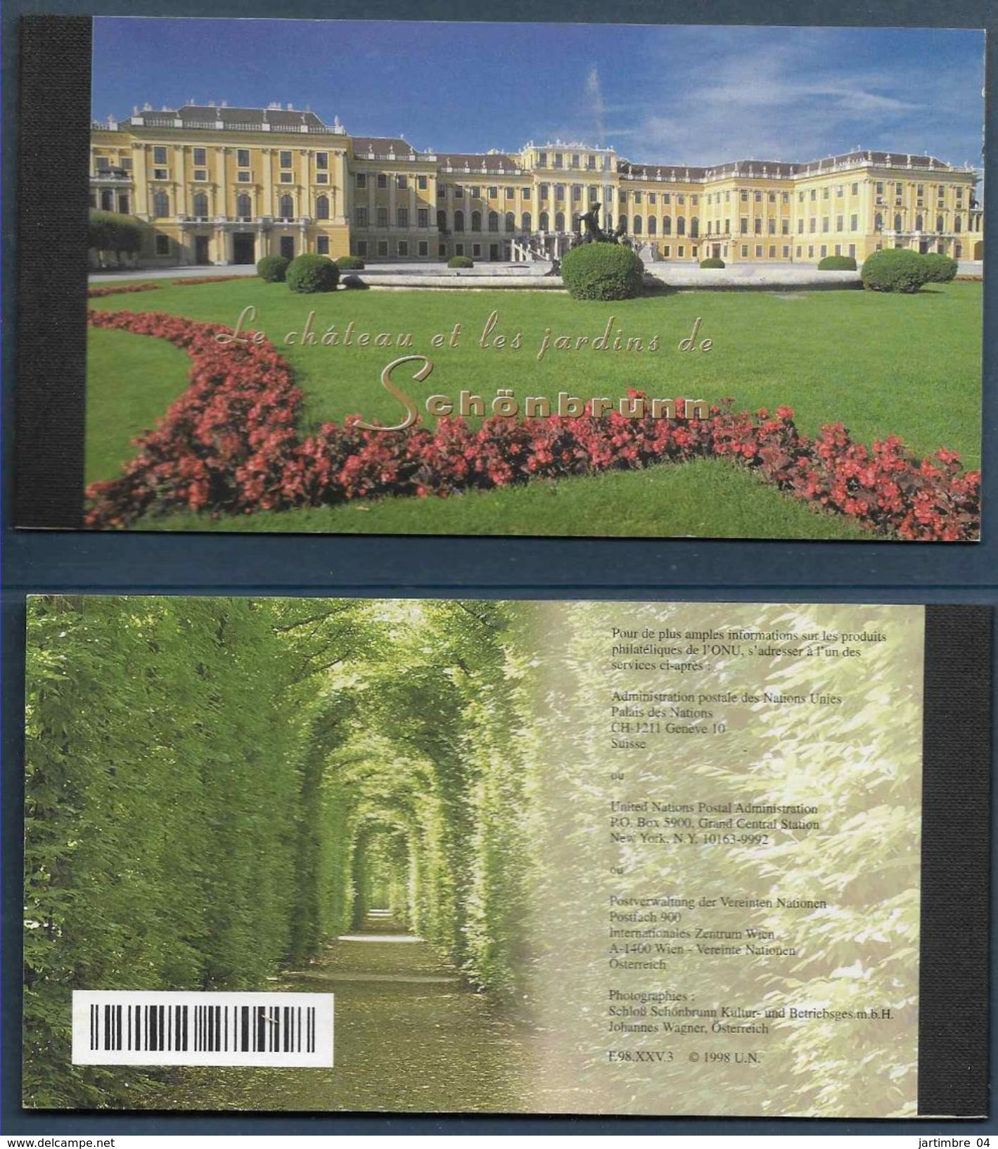 1998 NATIONS UNIES GENEVE C372  Carnet De Prestige Autriche Schönnbrunn, Patrimoine Mondial, Oblitéré Premier Jour - Booklets