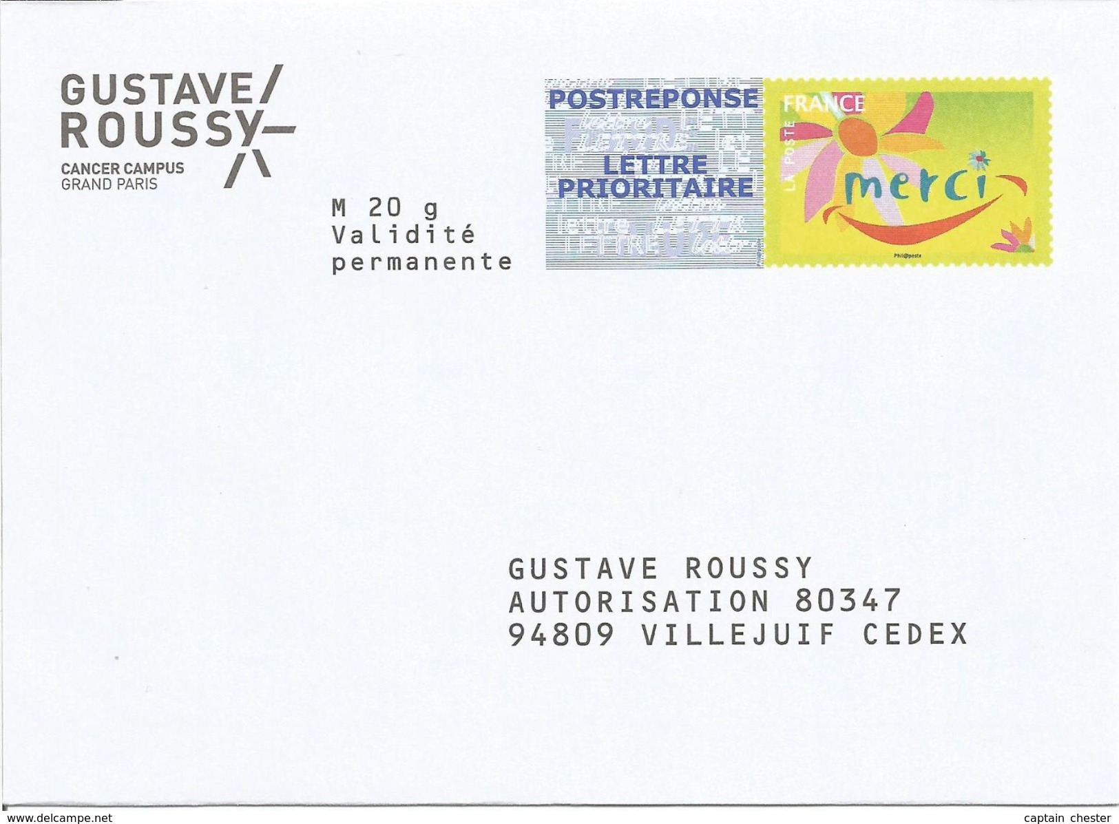 POSTREPONSE " GUSTAVE ROUSSY " Neuf ( Repiquage Merci 13P371 ) - Prêts-à-poster: Réponse