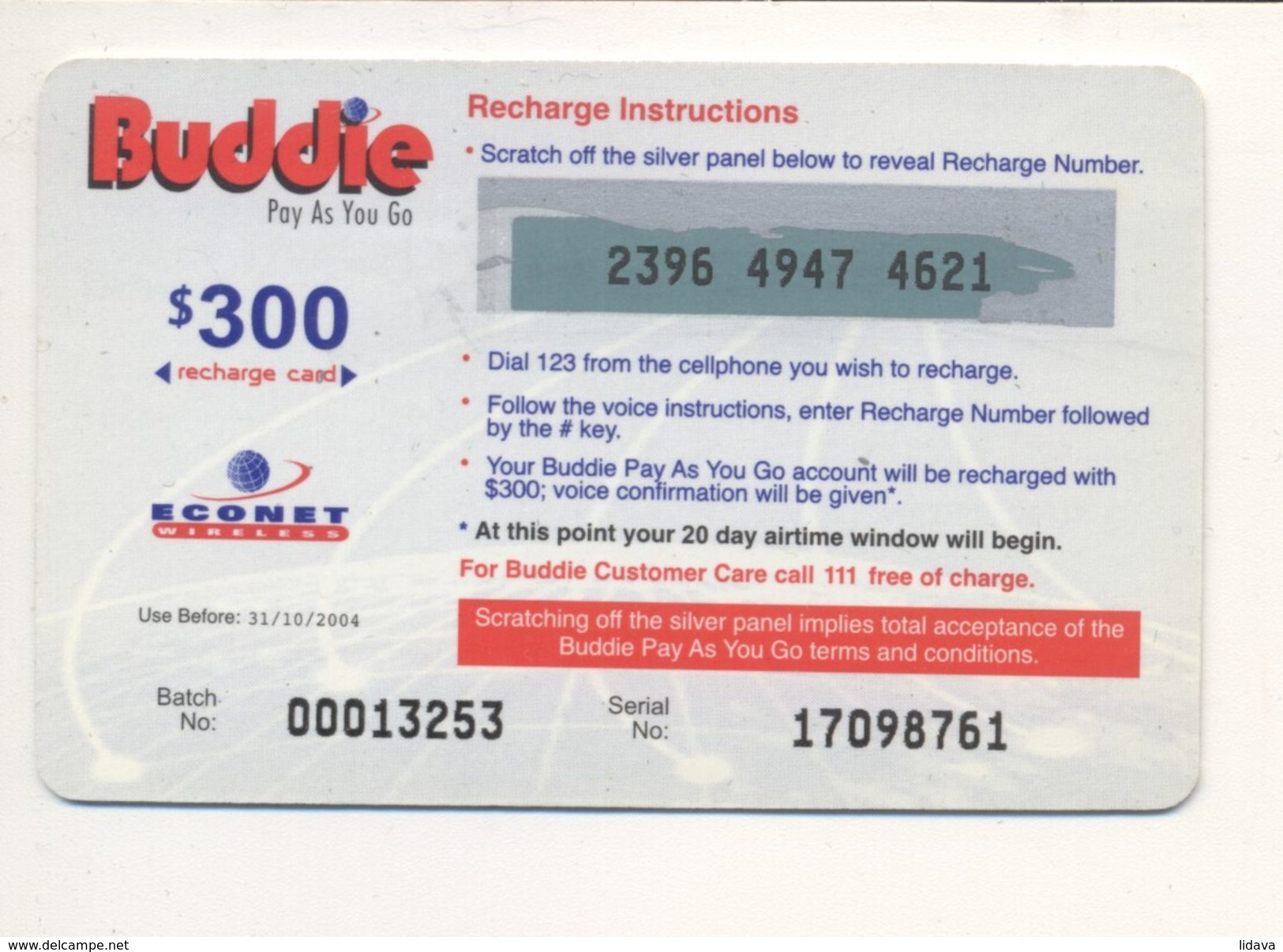 ZIMBABWE - Buddie - Prepaid Card - 300 $ - Cardboard - - Zimbabwe