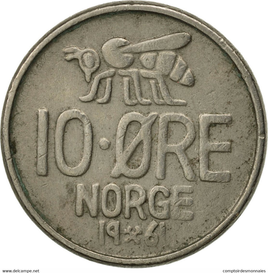 Monnaie, Norvège, Olav V, 10 Öre, 1961, TTB, Copper-nickel, KM:411 - Norvège