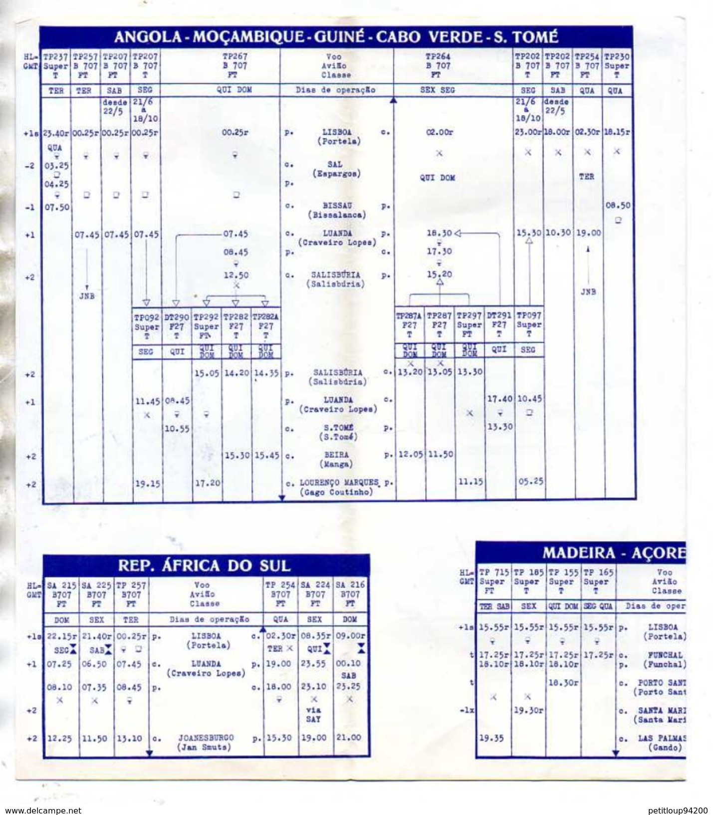 TAP HORAIRES/TIME TABLE  Annee 1965 - Timetables