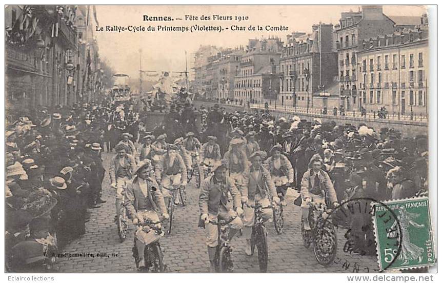 Rennes      35        Fête Des Fleurs     Le Rallye Cycle . Char De La Comète   (voir Scan) - Rennes