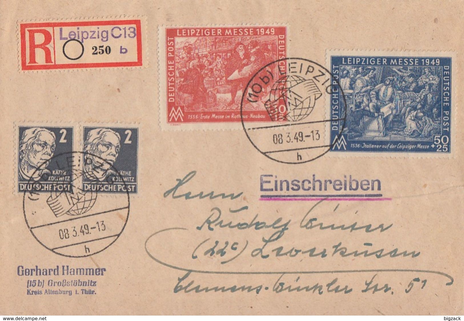 SBZ R-Brief Mif Minr.2x 212,230,231 Leipzig 8.3.49 - Sonstige & Ohne Zuordnung