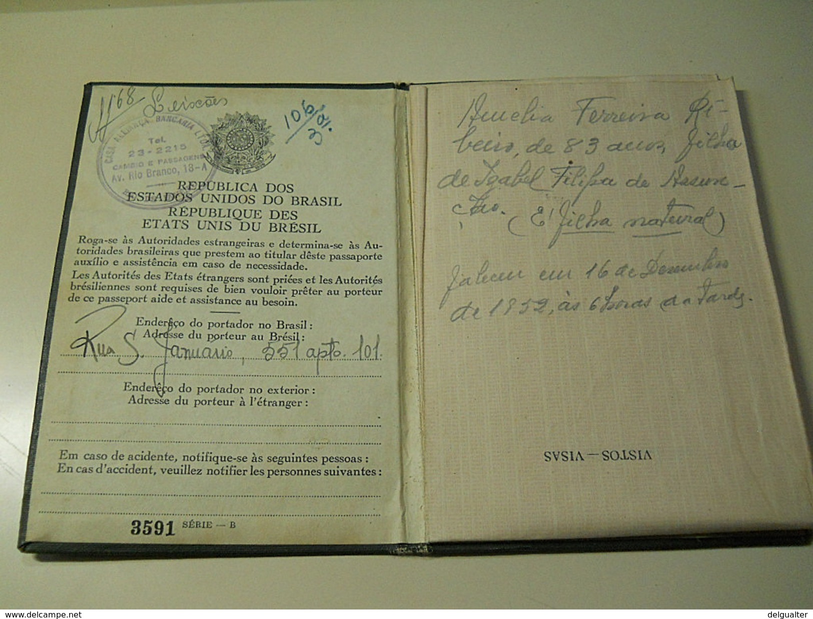 Passaporte * Passeport * Brazil * 1947 - Documents Historiques