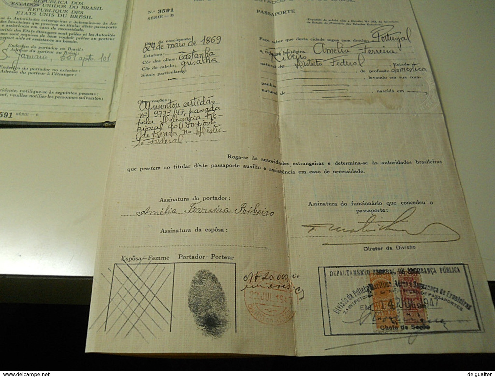 Passaporte * Passeport * Brazil * 1947 - Documents Historiques