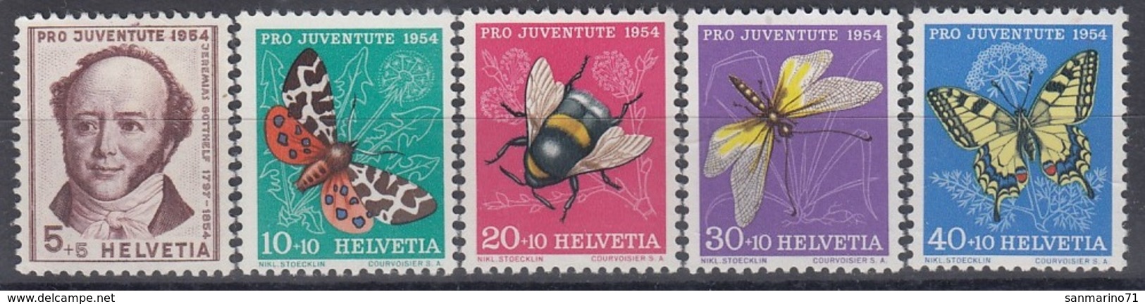 SWITZERLAND 602-606,unused,butterflies - Vlinders