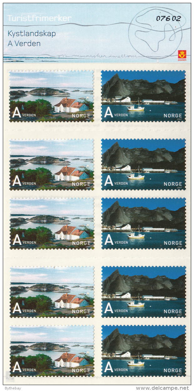 Norway 2007 Scott #1508-#1509 Booklet Of 5 Each Pilot House In Portor, Reine Harbor - Unused Stamps