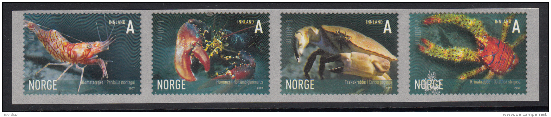 Norway 2007 Scott #1513a Strip Of 4 Marine Life - Unused Stamps