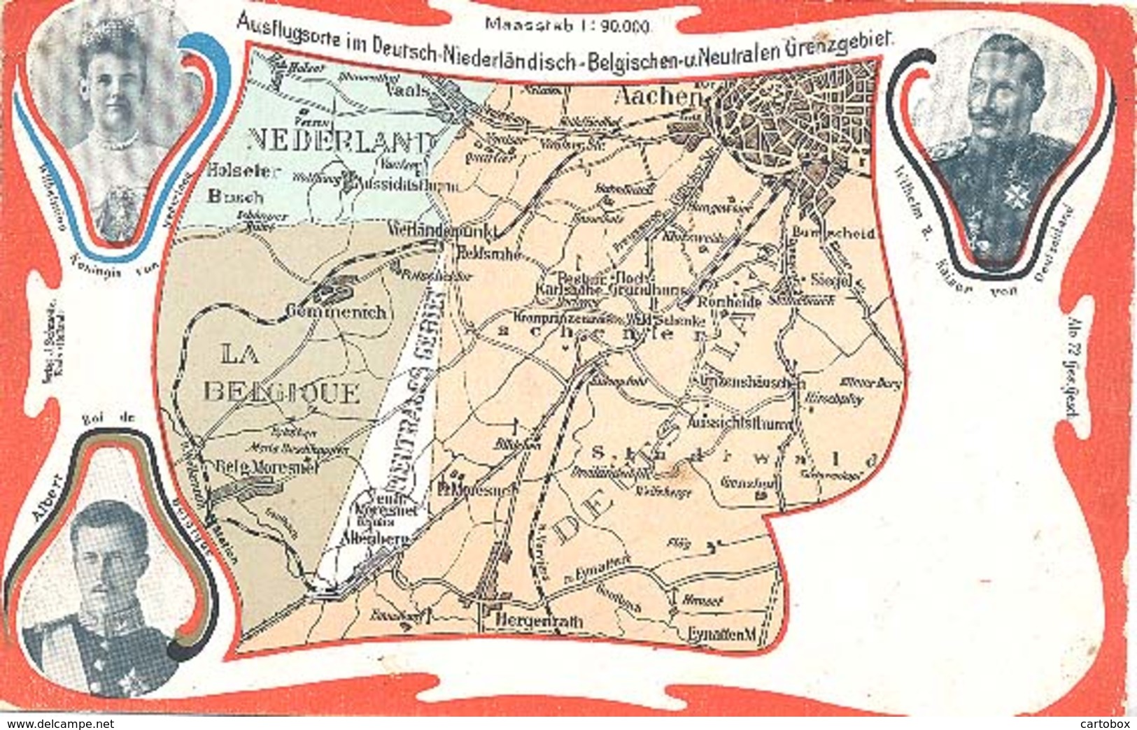 Vaals, (vierlandenpunt) Ausflugorte Enz. Zie De Scan (het Zichtbare Raster Op De Kaart Is Veroorzaakt Door Het Scannen) - Vaals