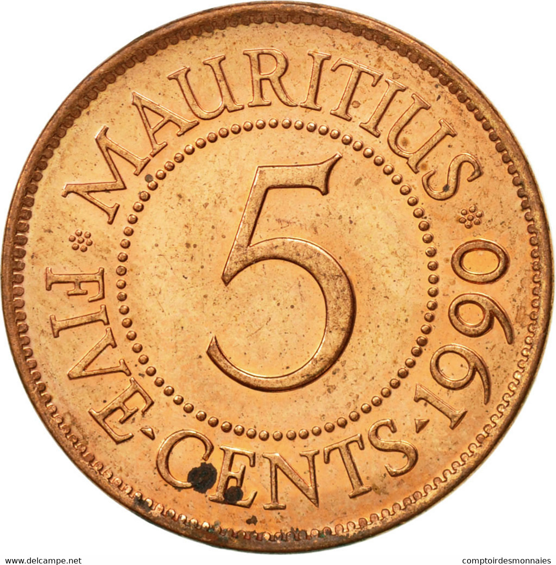 Monnaie, Mauritius, 5 Cents, 1990, TTB+, Copper Plated Steel, KM:52 - Mauritius