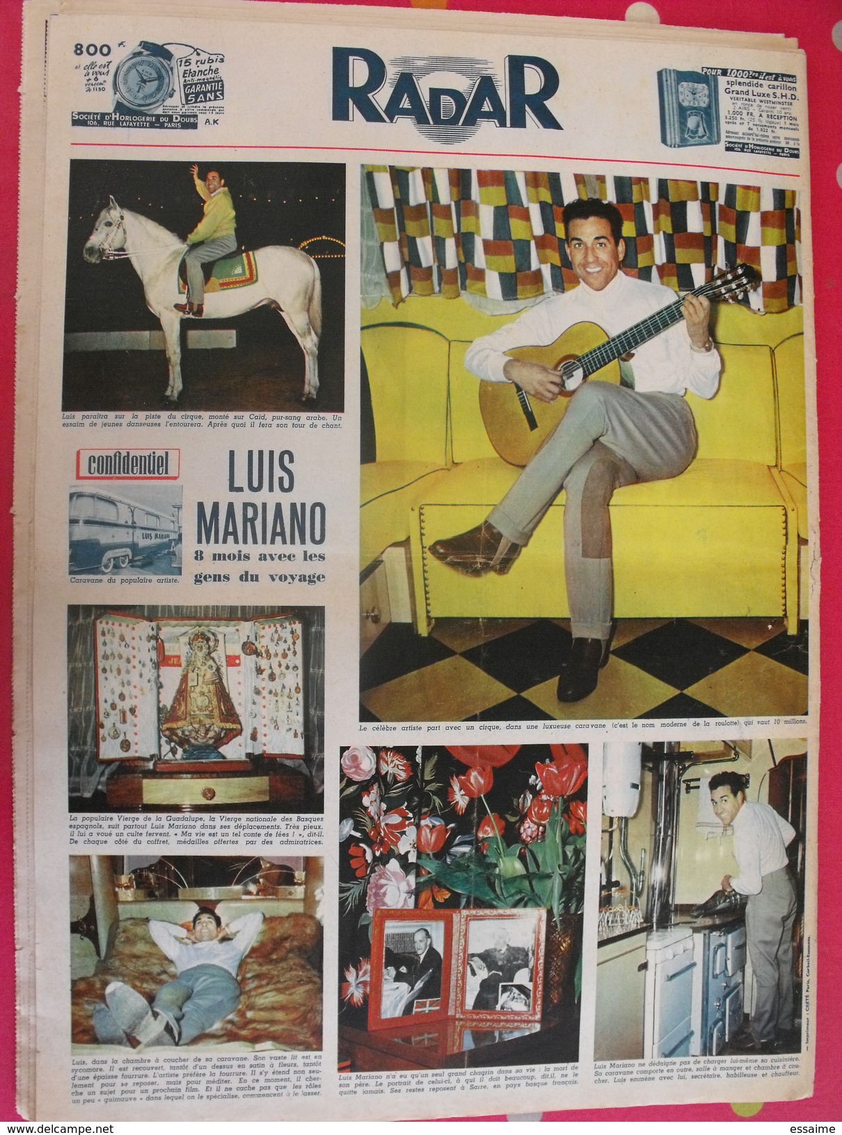 Radar n° 426 de 1957.  luis mariano salvador dali buster keaton martine carol herriot