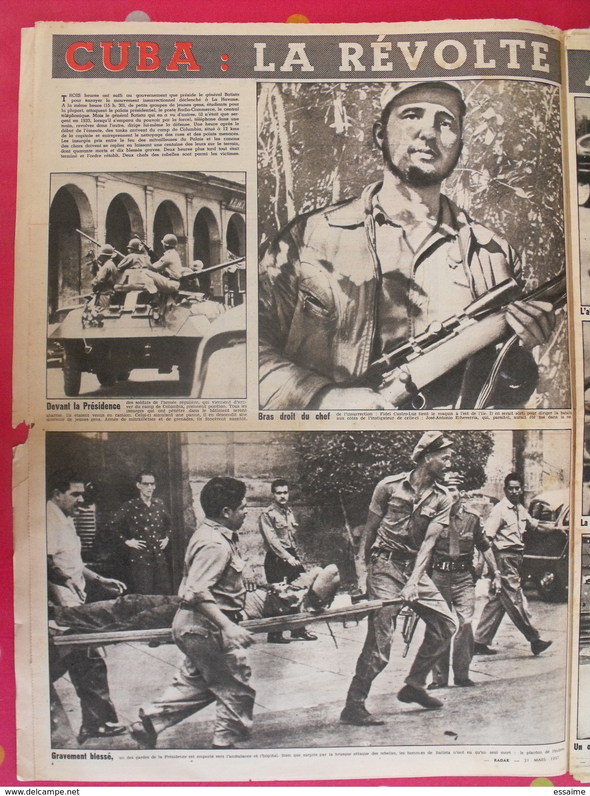 Radar N° 425 De 1957. Liane Daydé Henry Vincendon Gilbert Bécaud Vespa Meknès Père Duval Cuba Fidel Castro Dakar - Allgemeine Literatur