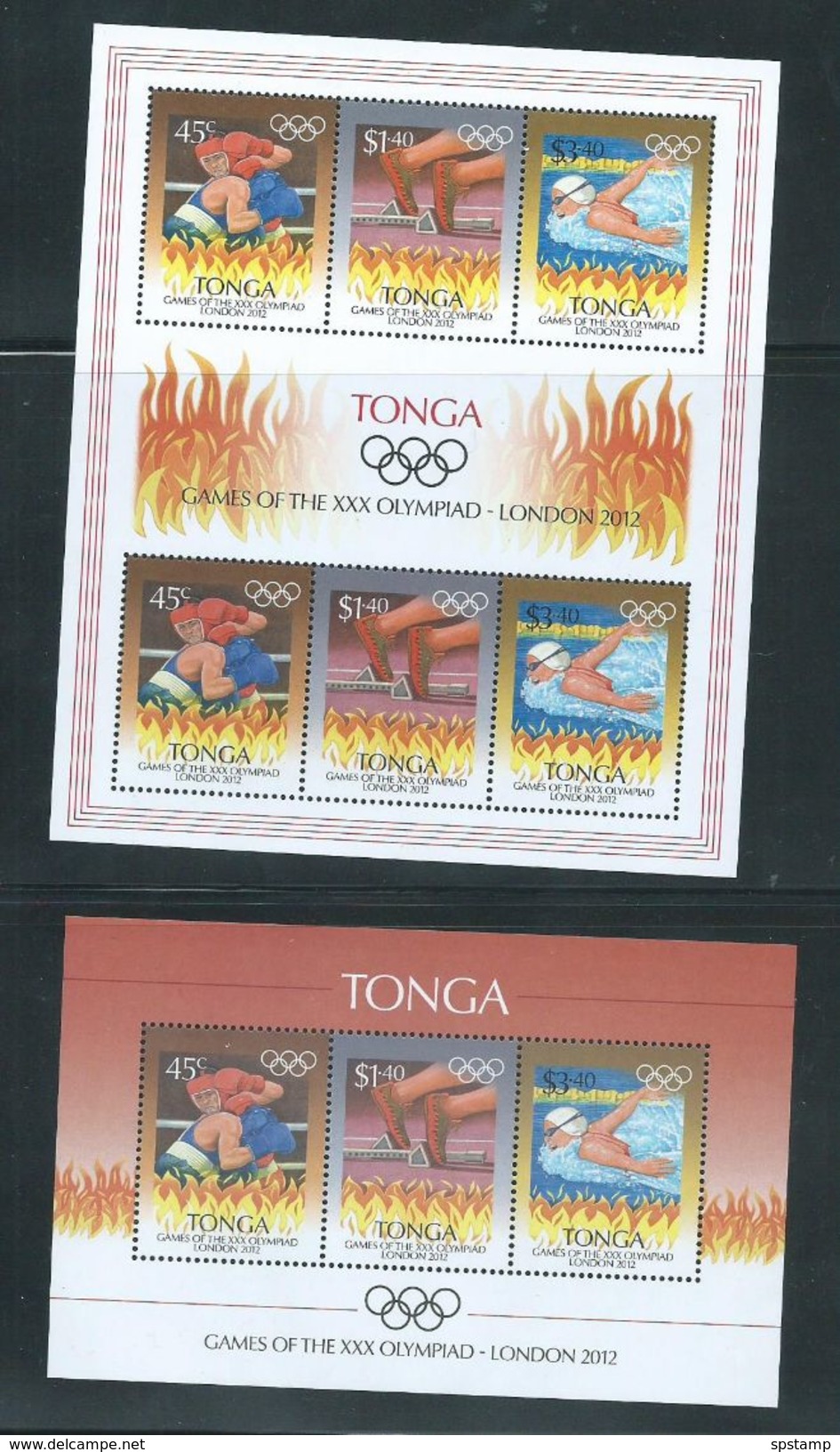 Tonga 2012 London Summer Olympic Games Sheet Of 2 Strips Of 3 & Miniature Sheet MNH - Tonga (1970-...)