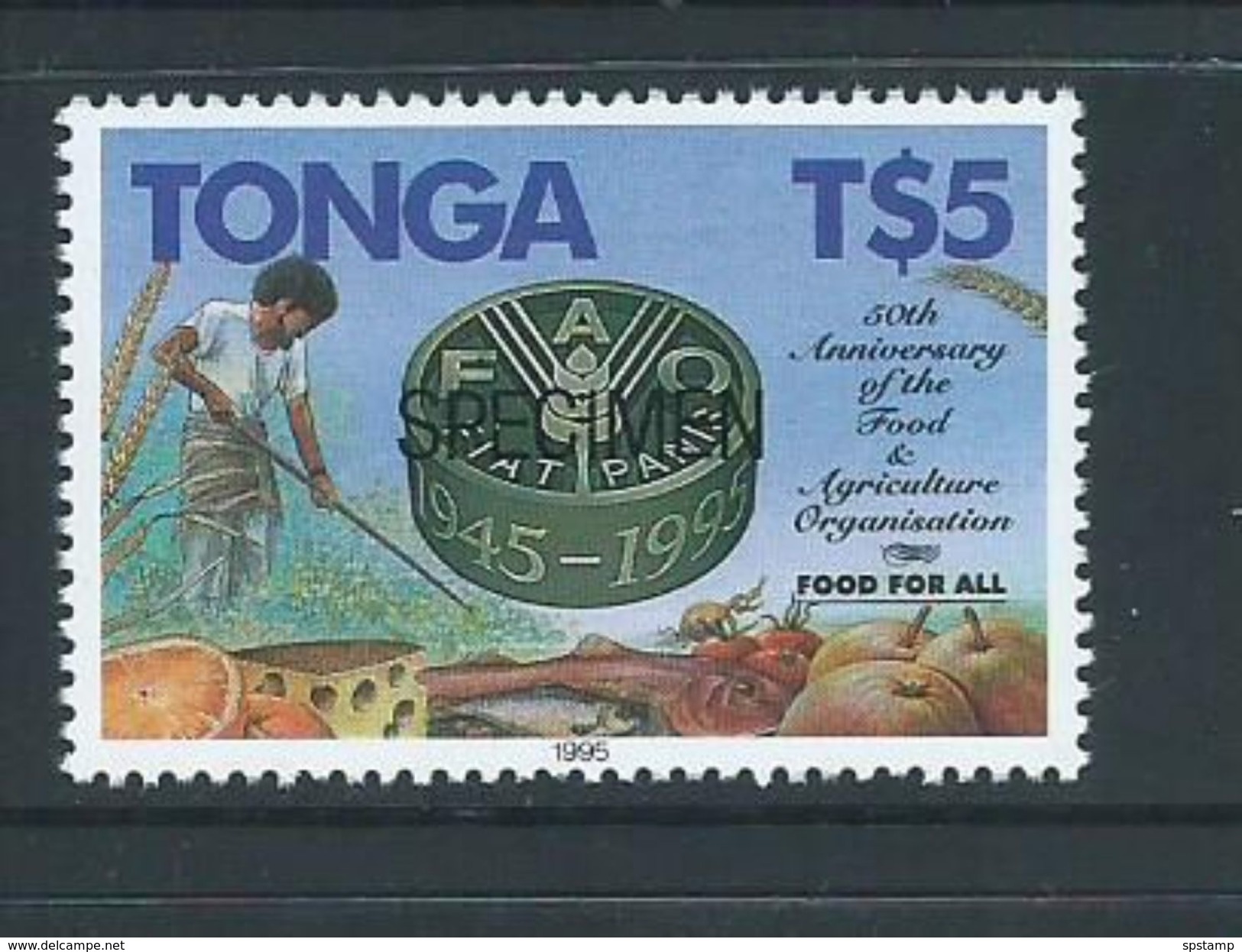 Tonga 1995 FAO Farm & Agriculture Products $5 Single MNH Specimen Overprint - Tonga (1970-...)