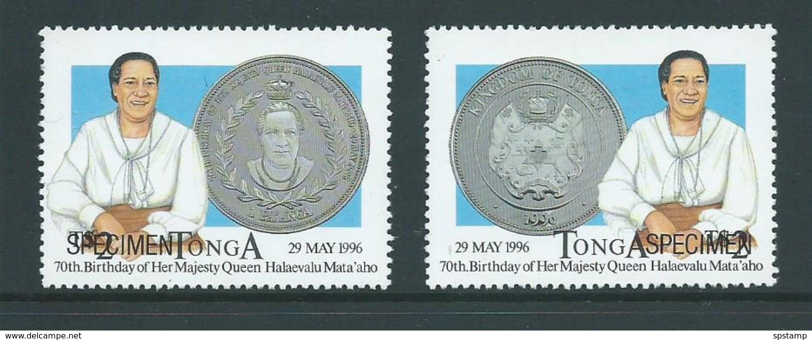 Tonga 1996 Queen's Birthday $2 Singles X 2 MNH Specimen Overprints - Tonga (1970-...)