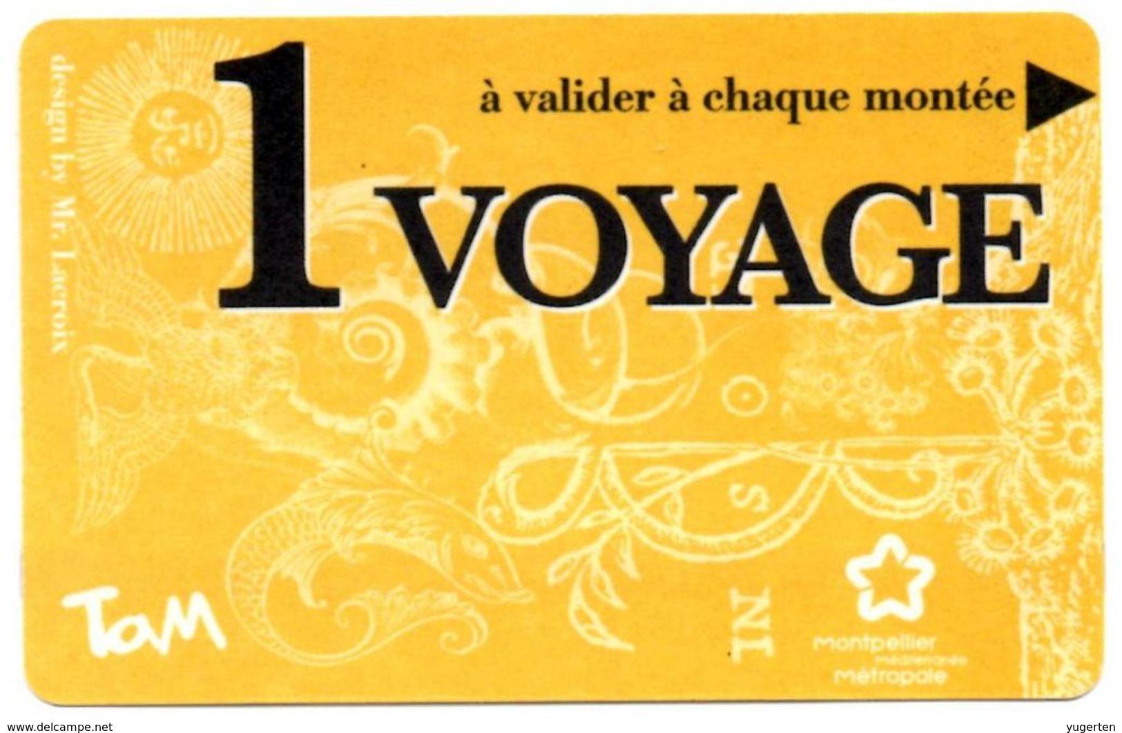 Ticket Transport France TAM Bus Montpellier Black Text And Arrow 2 Scans - Mundo