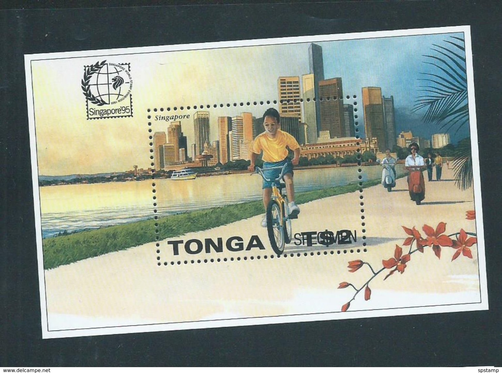 Tonga 1995 Singapore Stamp Exhibition Miniature Sheet MNH Specimen Overprint - Tonga (1970-...)