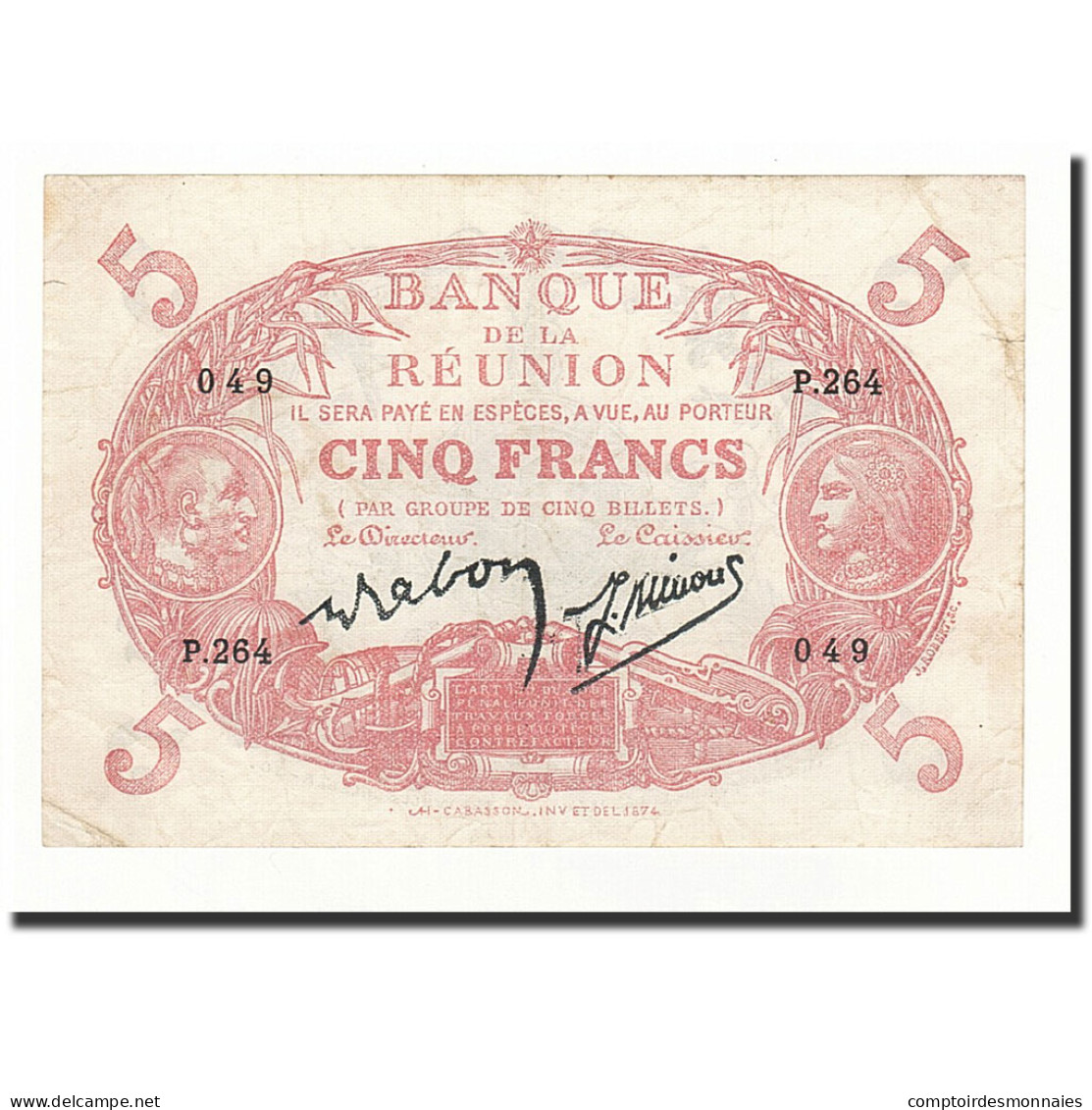 Billet, Réunion, 5 Francs, 1930, KM:14, TTB+ - Reunion