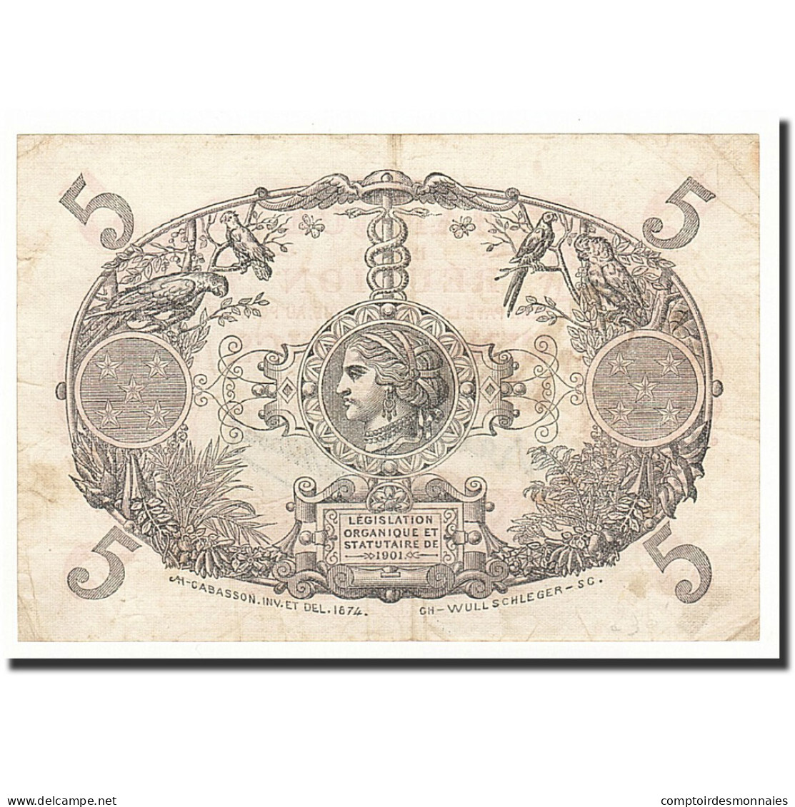 Billet, Réunion, 5 Francs, 1930, KM:14, TTB+ - Réunion