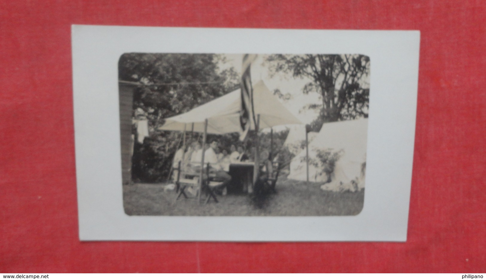 RPPC   Camping With US Flag  To ID Location   Ref 2642 - To Identify
