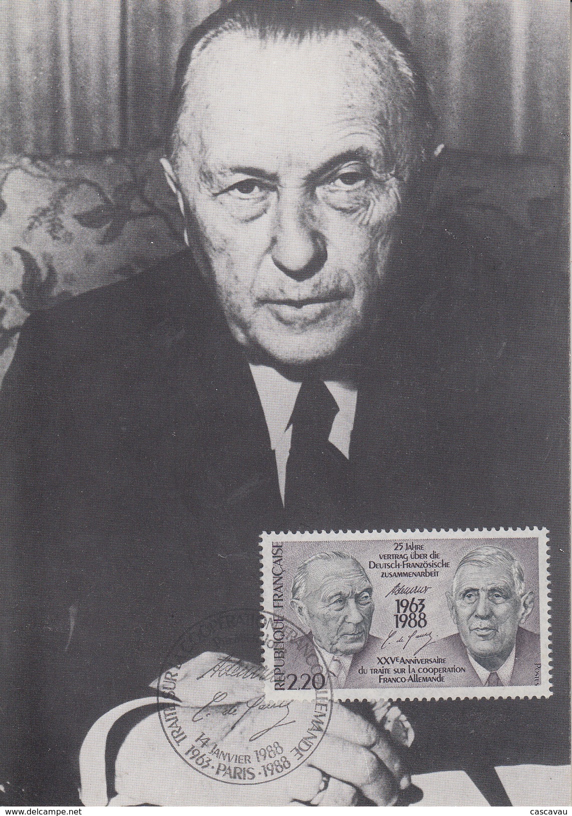 Carte Maximum  1er  Jour    Konrad   ADENAUER    1988 - 1980-1989