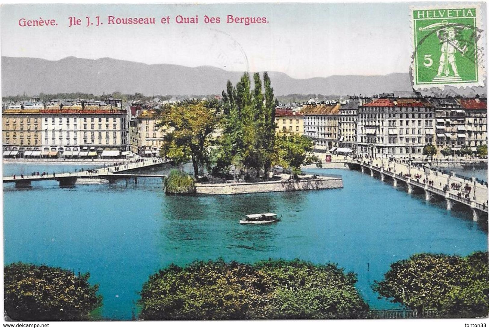 GENEVE - SUISSE - CPA COLORISEE - J J Rousseau Et Quai Des Bergues - LYO86 - - Genève