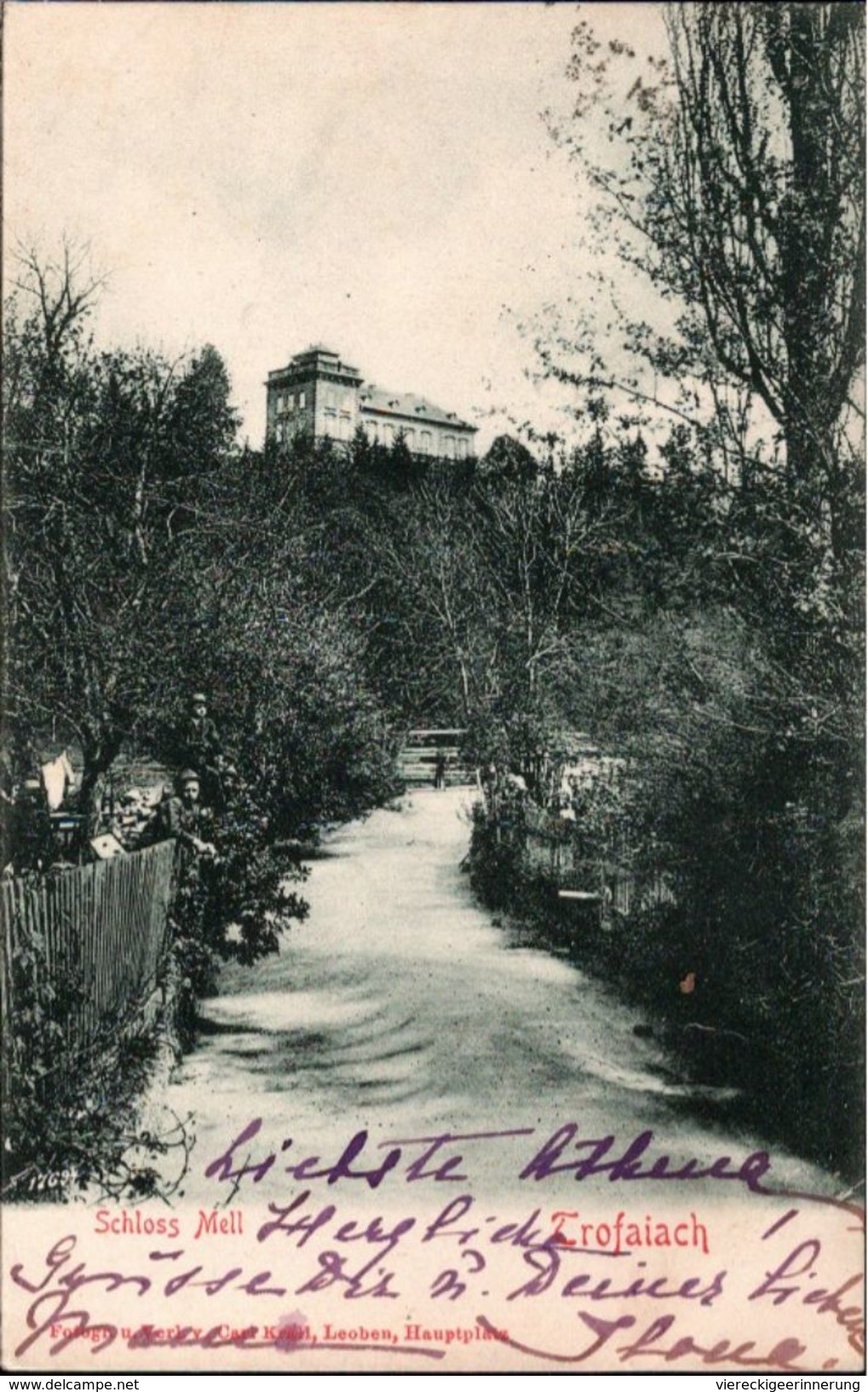 ! 1902 Alte Ansichtskarte Schloss Mell In Trofaichach, Steiermark, Österreich, Adelsadresse Bad Aibling, Bahnpoststempel - Trofaiach