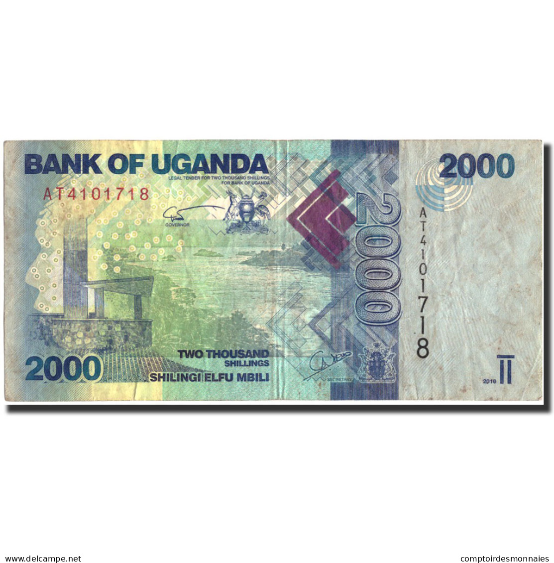 Billet, Uganda, 2000 Shillings, 2010, 2010, KM:50, TB - Ouganda