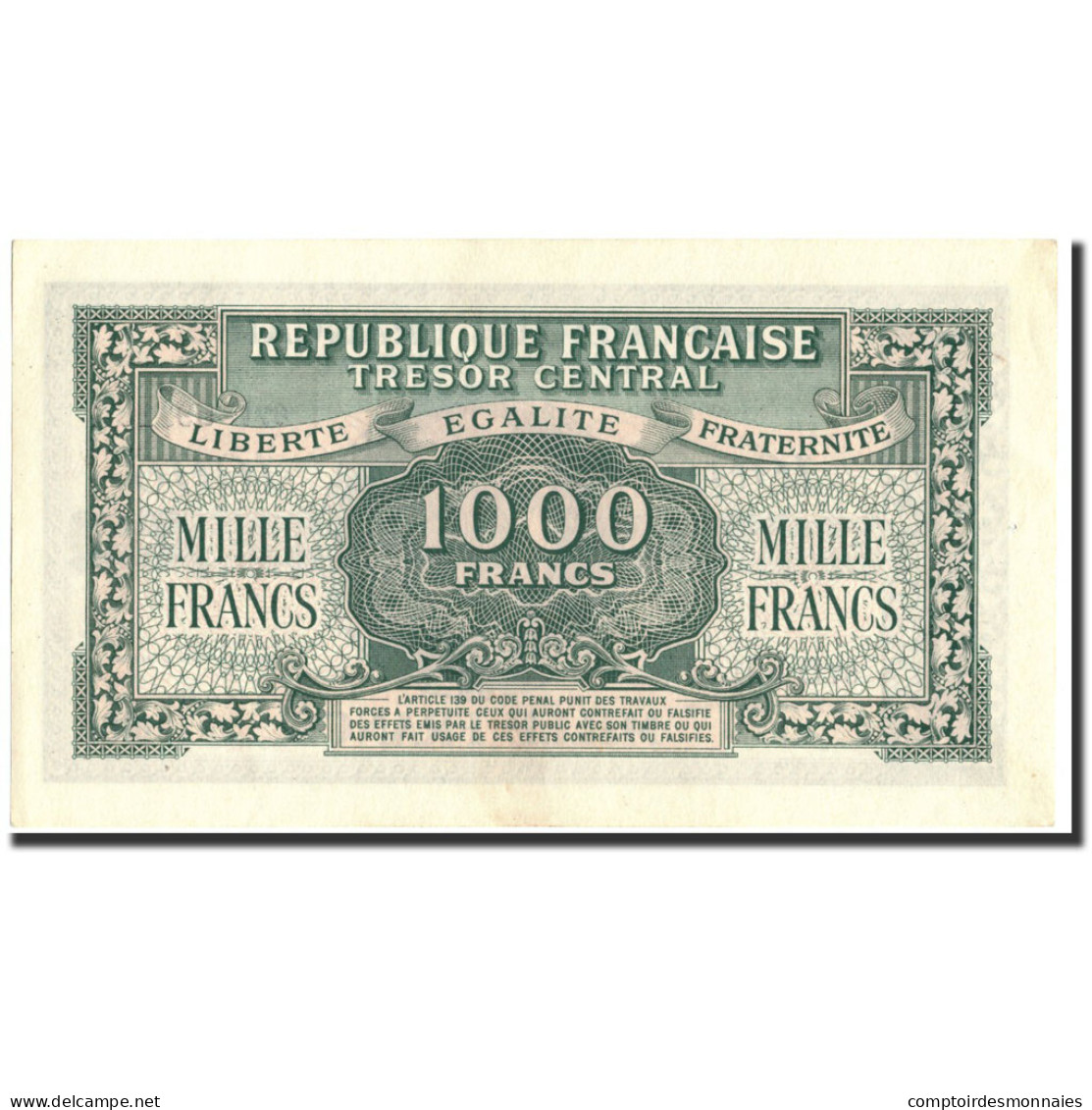 Billet, France, 1000 Francs, 1943-1945 Marianne, Undated (1945), Undated (1945) - 1943-1945 Maríanne