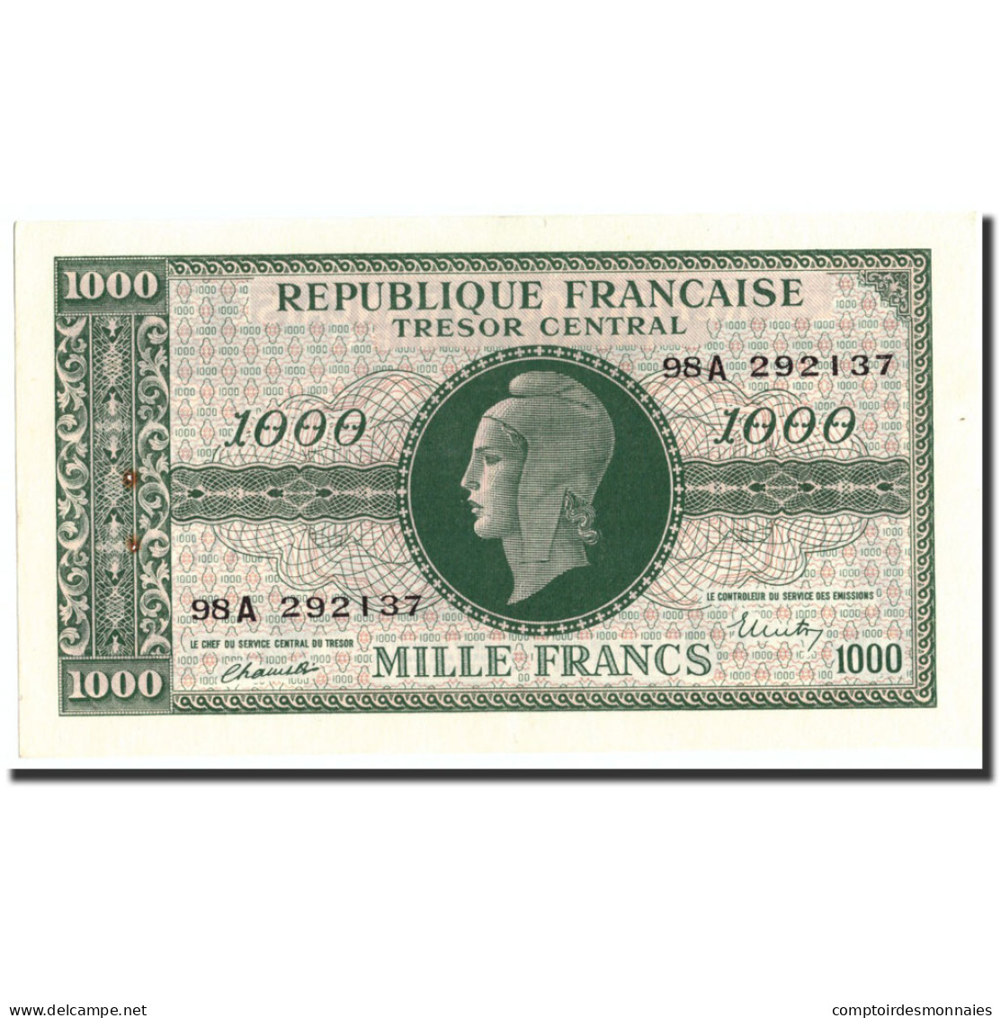 Billet, France, 1000 Francs, 1943-1945 Marianne, 1945, Undated (1945), SUP - 1943-1945 Maríanne