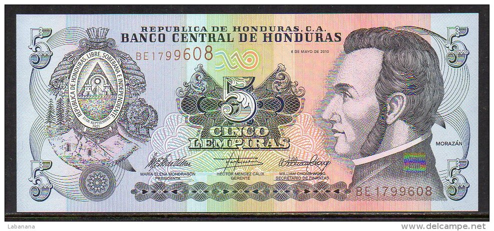 510-Honduras Billet De 5 Lempiras 2010 BE179 Neuf - Honduras