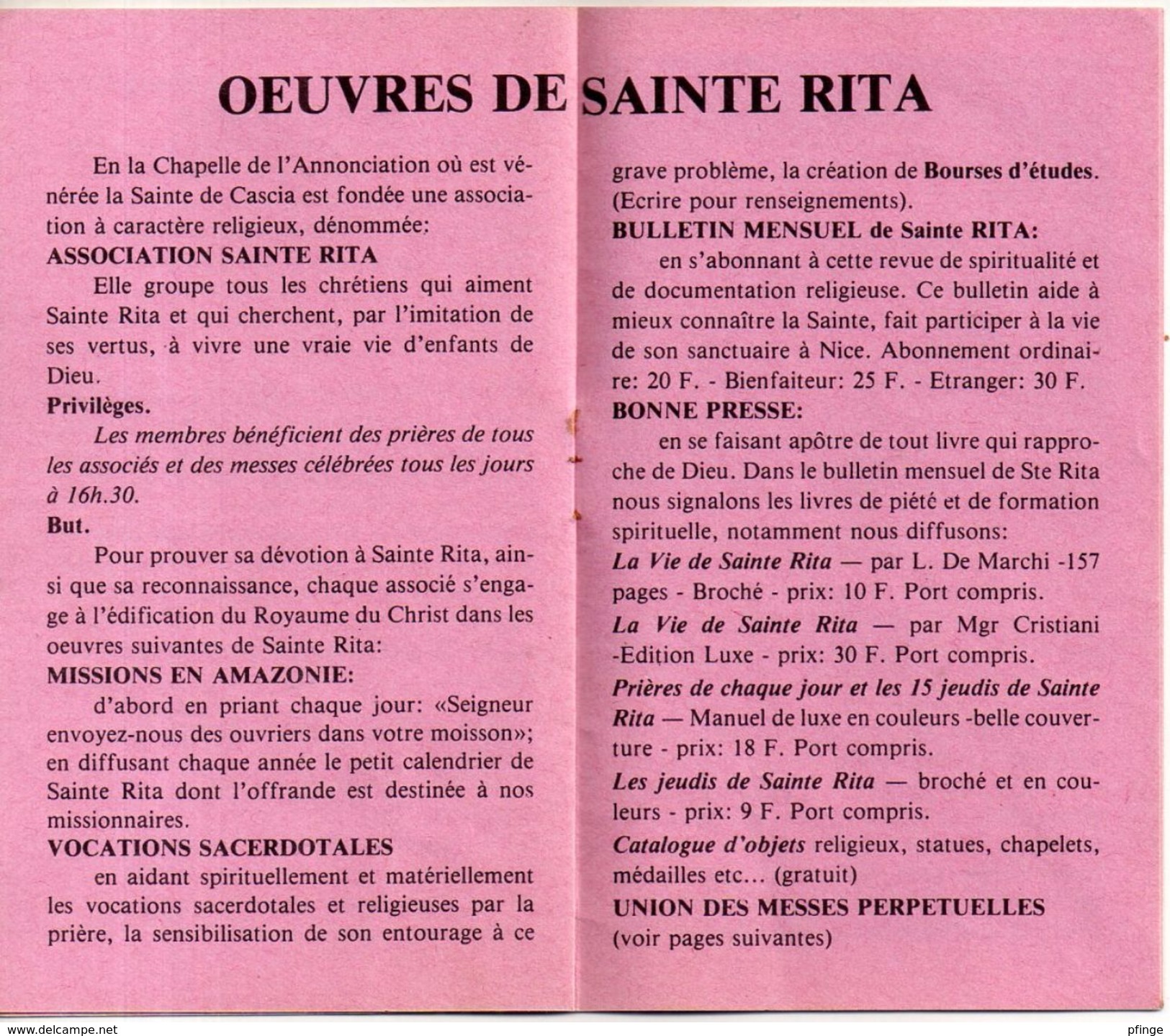 Sainte Rita De Cascia - Petit Livret De 16 Pages, 1968 - Religion & Esotérisme