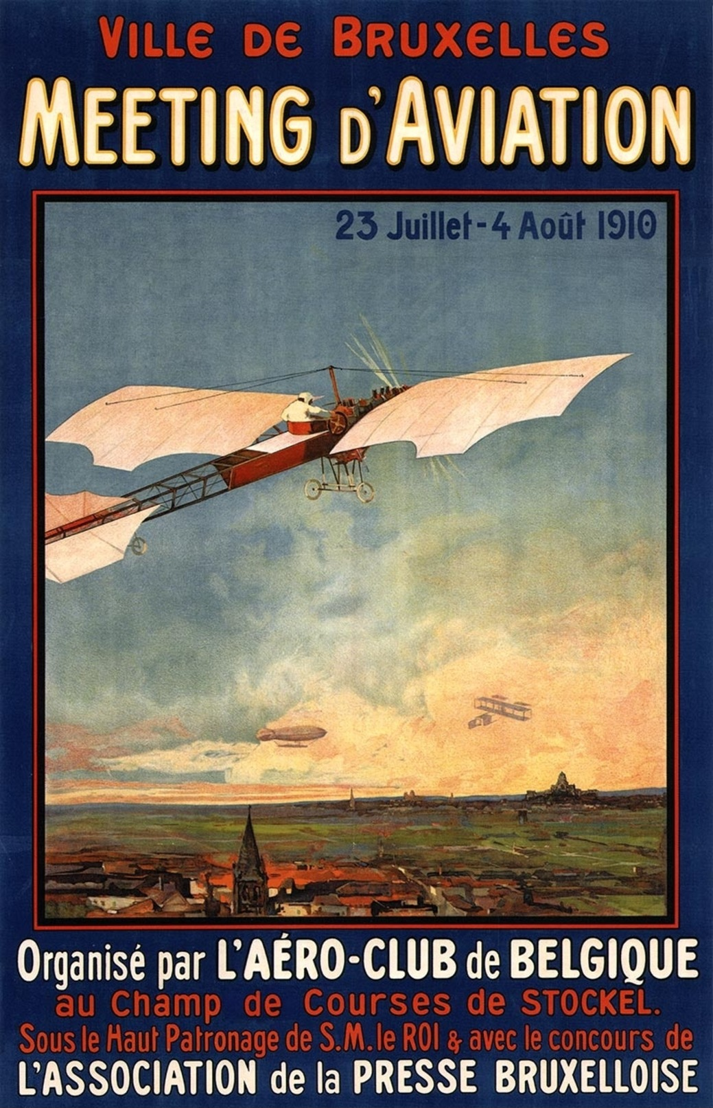 Ville De Bruxelles Meeting D'Aviation 1910 - Postcard - Poster Reproduction - Advertising