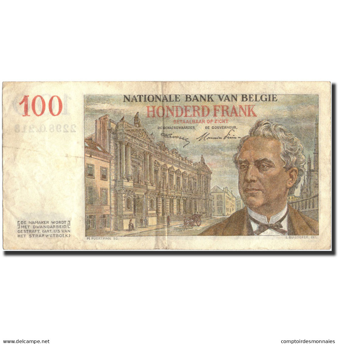 Billet, Belgique, 100 Francs, 1953, 1953-02-13, KM:129b, TTB - 100 Francs