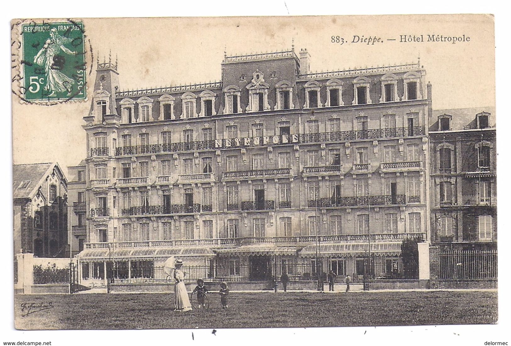 CPA  Dieppe 76 Seine Maritime Hôtel Métropole Petite Animation éditeur Marchand N°883 écrite Timbrée 1909 - Dieppe