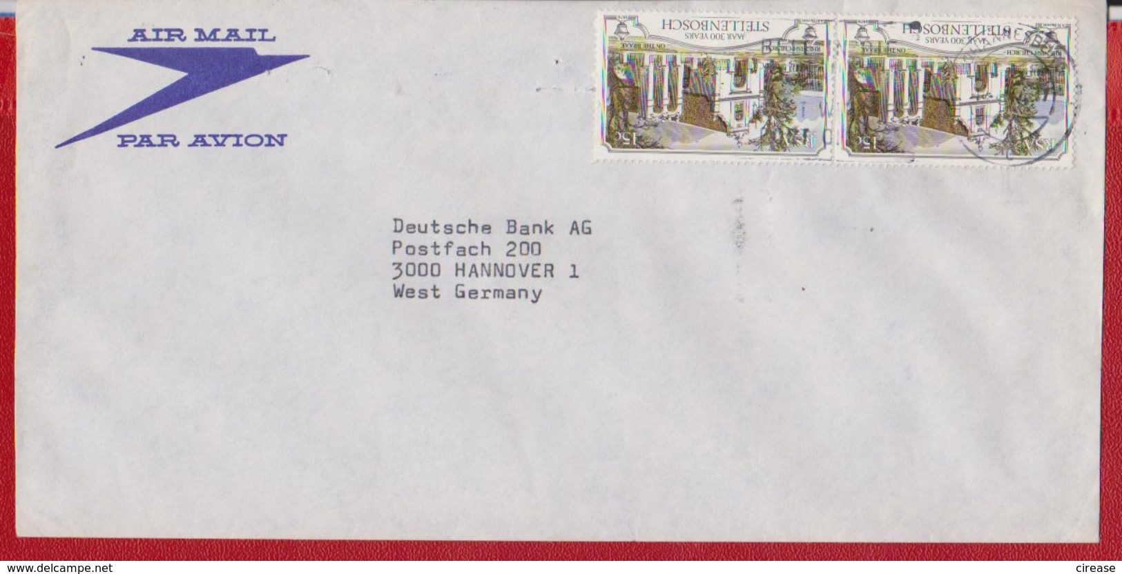 SOUTH AFRICA  AIR MAIL  COVER SENT TO GERMANY + STAMPS ARCHITECTURE - Aéreo