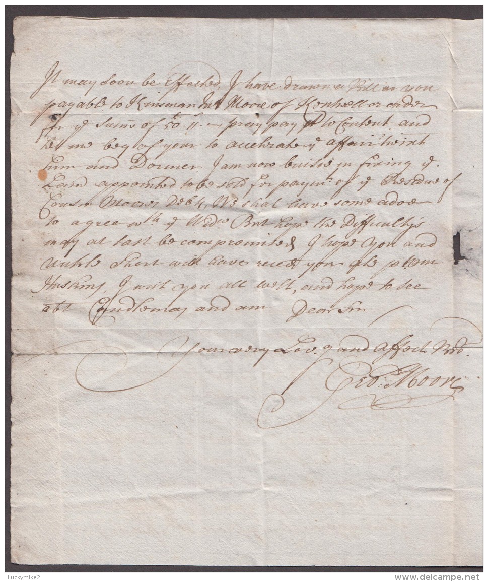 1719 'South Sea Bubble' Letter From "Geo.Moore, Little Appleby" To Brother "John Moore, Bedford Row, London.   Ref 0369 - Other & Unclassified