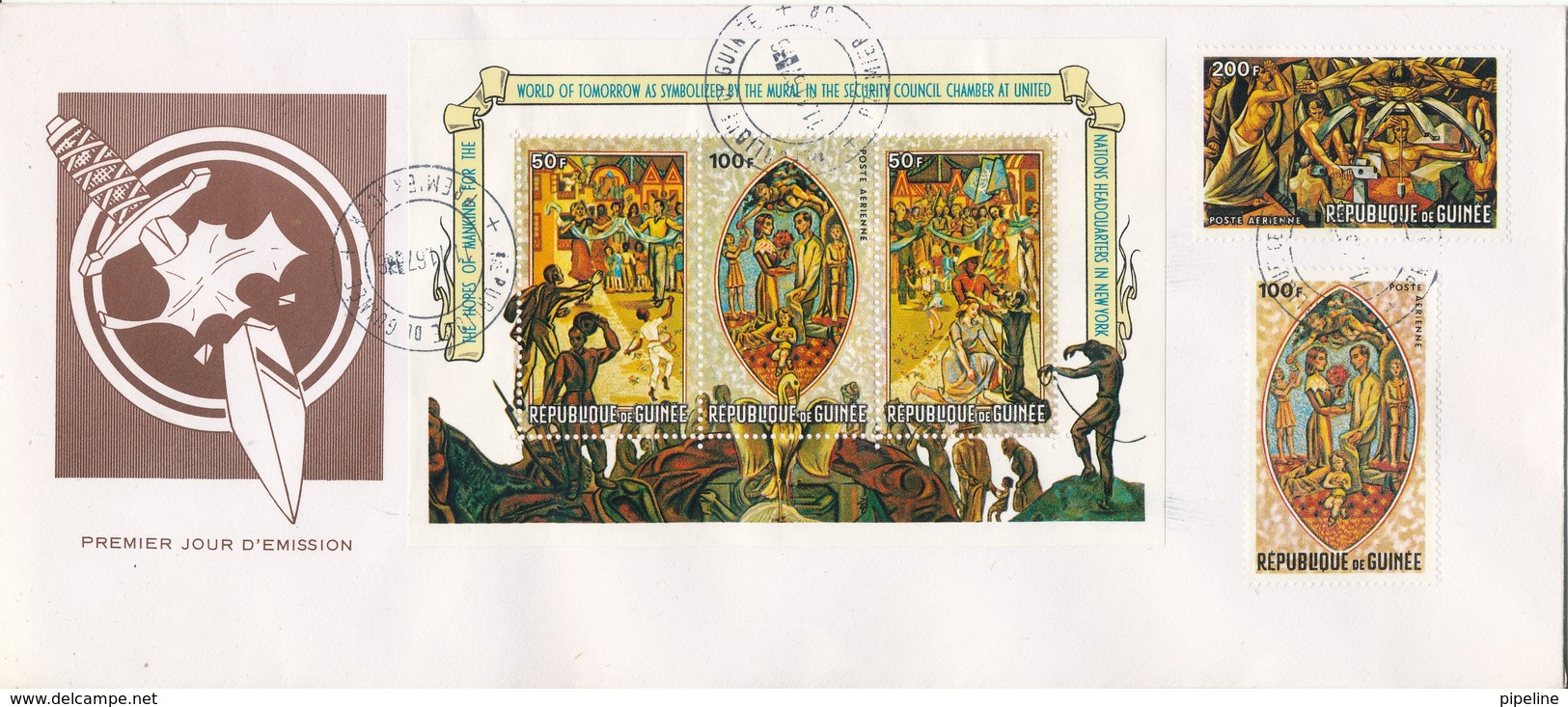 Guinea FDC 11-11-1967 Minisheet And Stamps With Cachet - Guinea (1958-...)