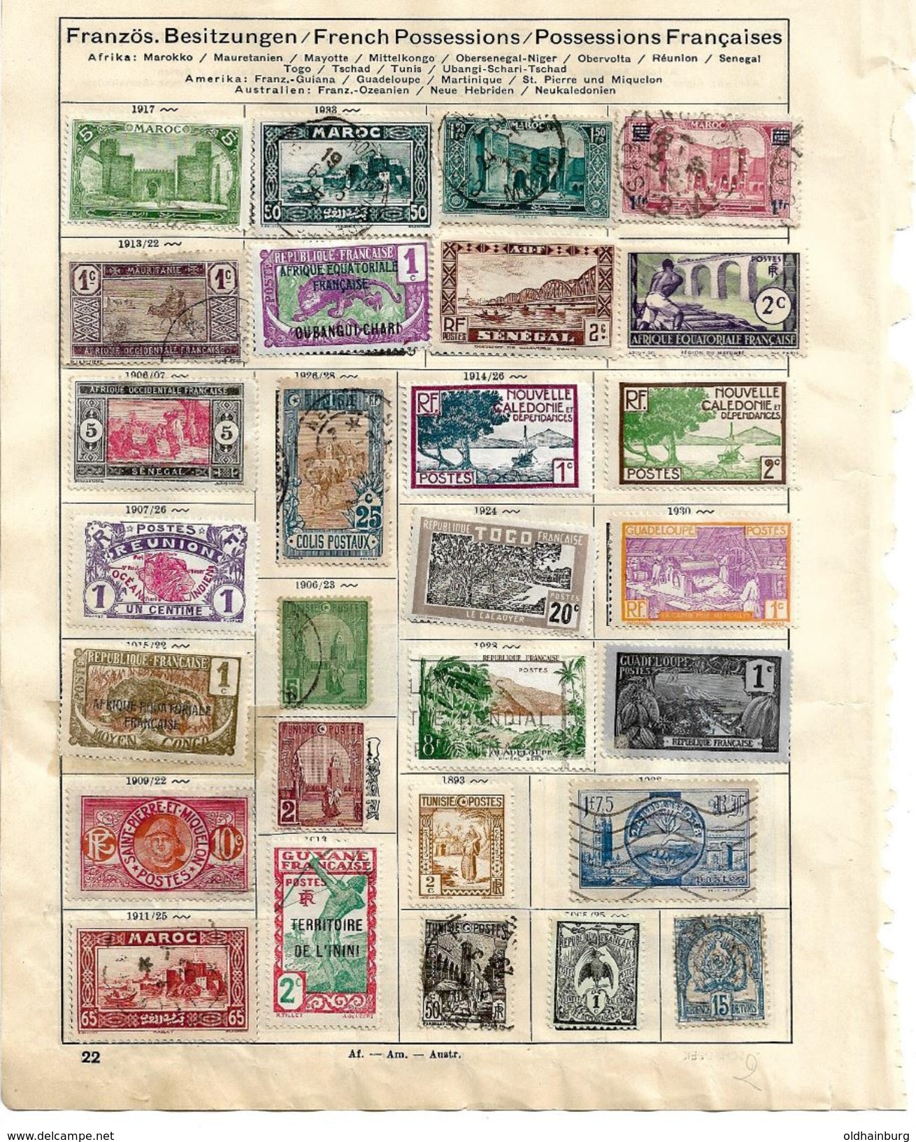 0620q: Lot Frankreich Colonies 2 Scans (aus Schaubeck- Falzalbum, Falze Können Einfach Entfernt Werden) - Collections