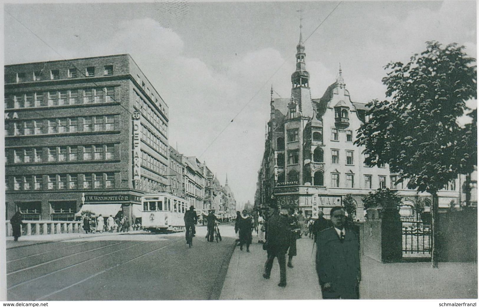 Foto Gleiwitz OS Oberschlesien Gliwice Wilhelmstraße Ul Ulica Zwyciestwa Blick Bahnhof Dworzec Stacja Defaka Straßenbahn - Sonstige & Ohne Zuordnung