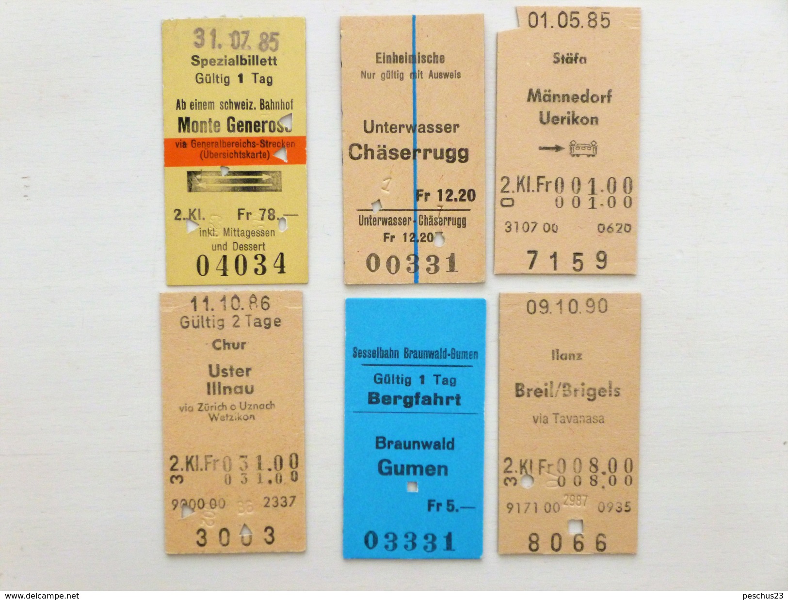 SUISSE / SCHWEIZ / SWITZERLAND // Lot: 14 Fahrkarten (Bahn / Bus / ....), Ca.1982-90, Unterschiedliche Systeme - Autres & Non Classés