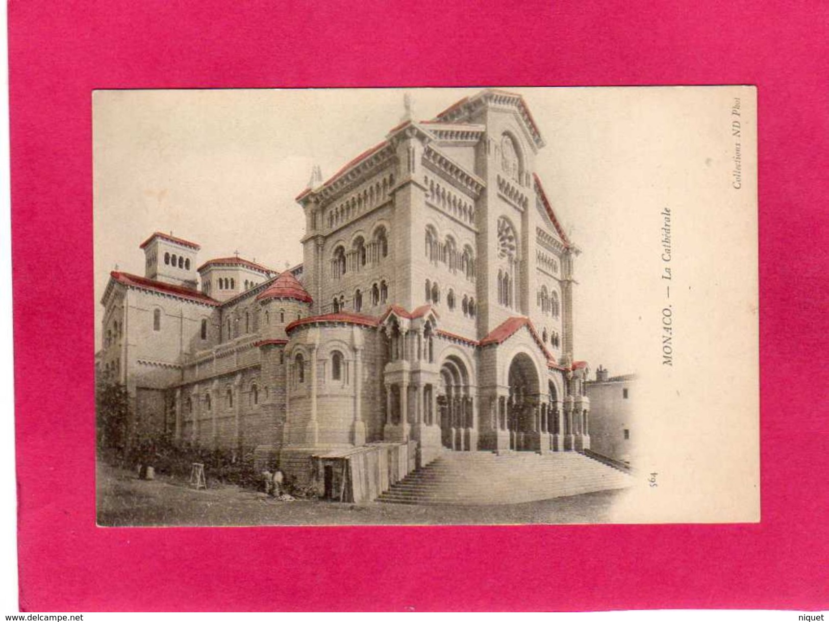 MONACO, La Cathédrale, Rare Noir Et Blanc Toit Rouge,  Animée, (ND Phot) - Cathédrale Notre-Dame-Immaculée