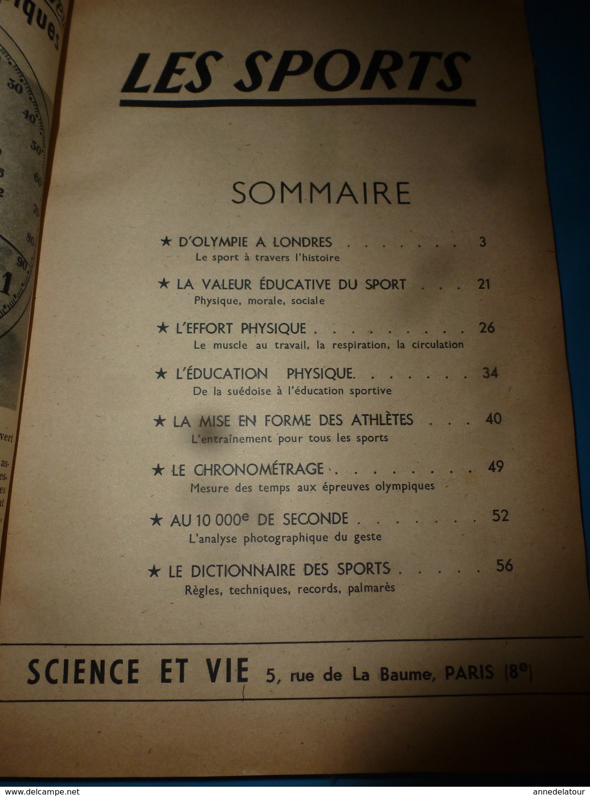 1954 SCIENCE Et VIE N° HORS-SERIE  Sur LES SPORTS - Ciencia