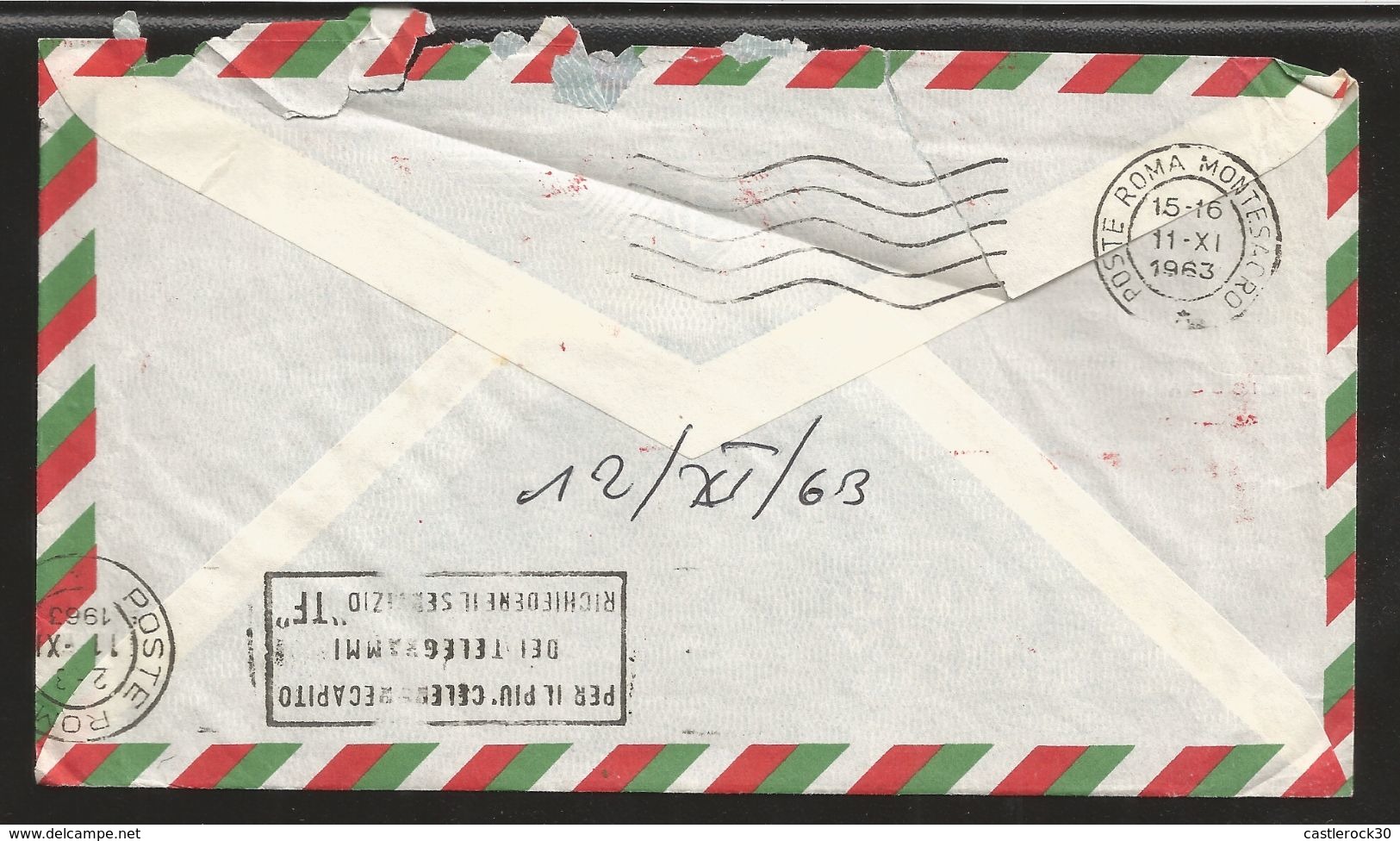 A) 1963 PORTUGAL, LISBOA, HOTEL, AIRMAIL, CIRCULATED COVER FROM PORTUGAL TO ITALY. F. - Used Stamps