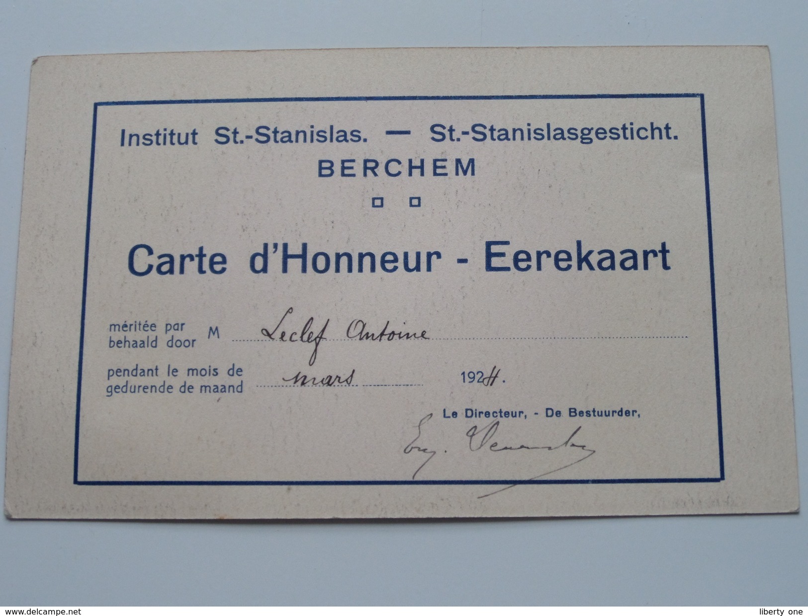 St. STANISLAS Instituut / Gesticht BERCHEM ( Leclef ) Anno 1924 ( Carte D'Honneur - Eerekaart ) PK Athene / Greece ! - Schools