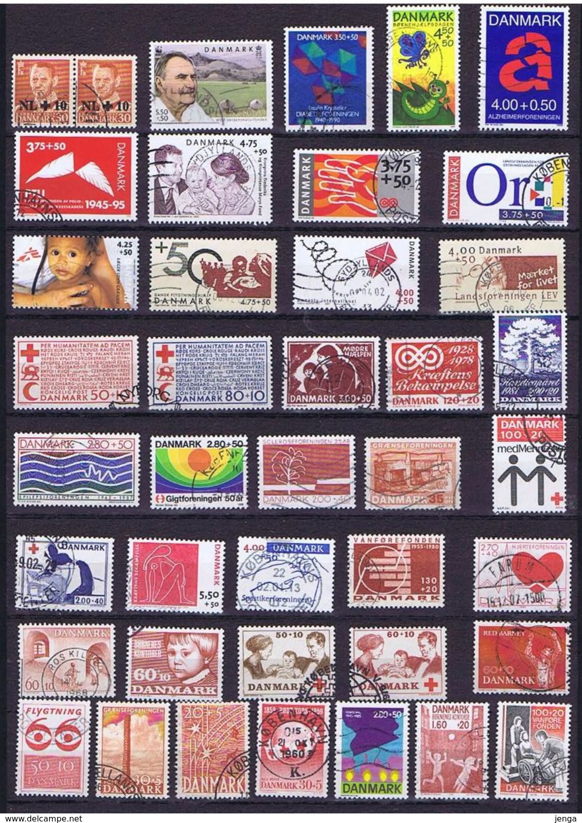 Denmark; 40 Different Used Charity Stamps (1 Pair) - Verzamelingen