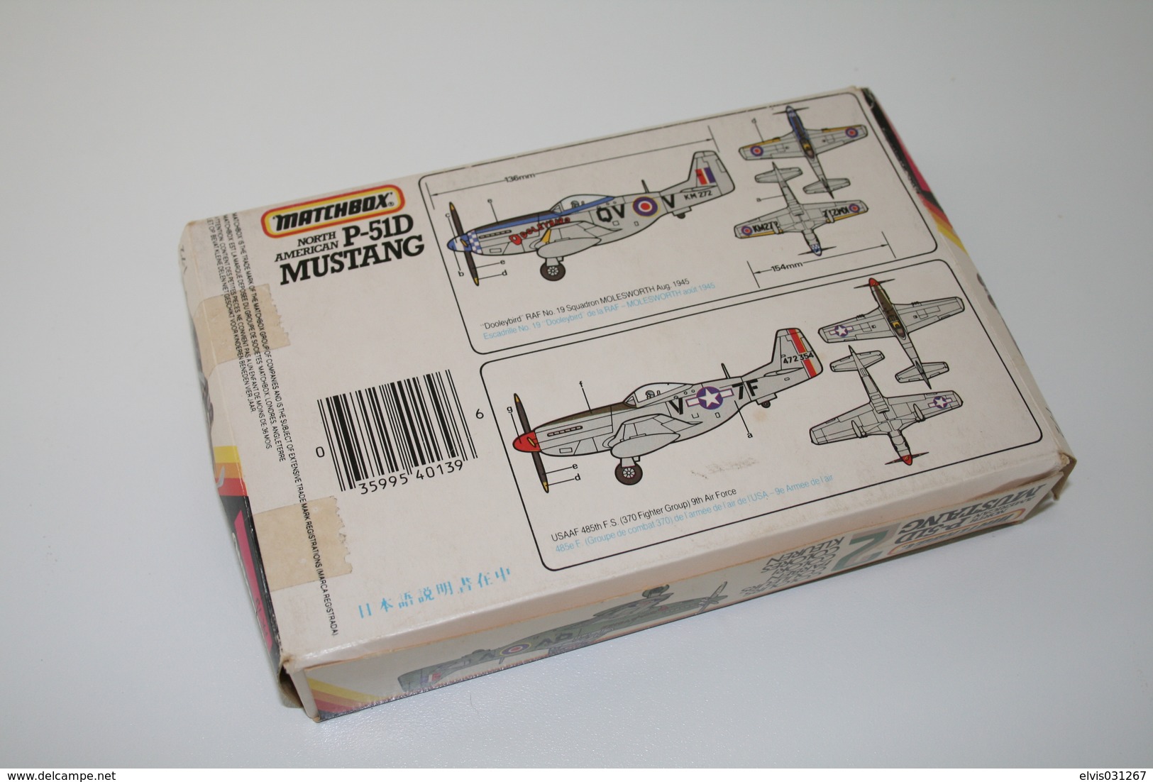 Vintage MODEL KIT : Matchbox P-51D Mustang, Scale 1/72, Vintage, + Original Box - Flugzeuge & Hubschrauber