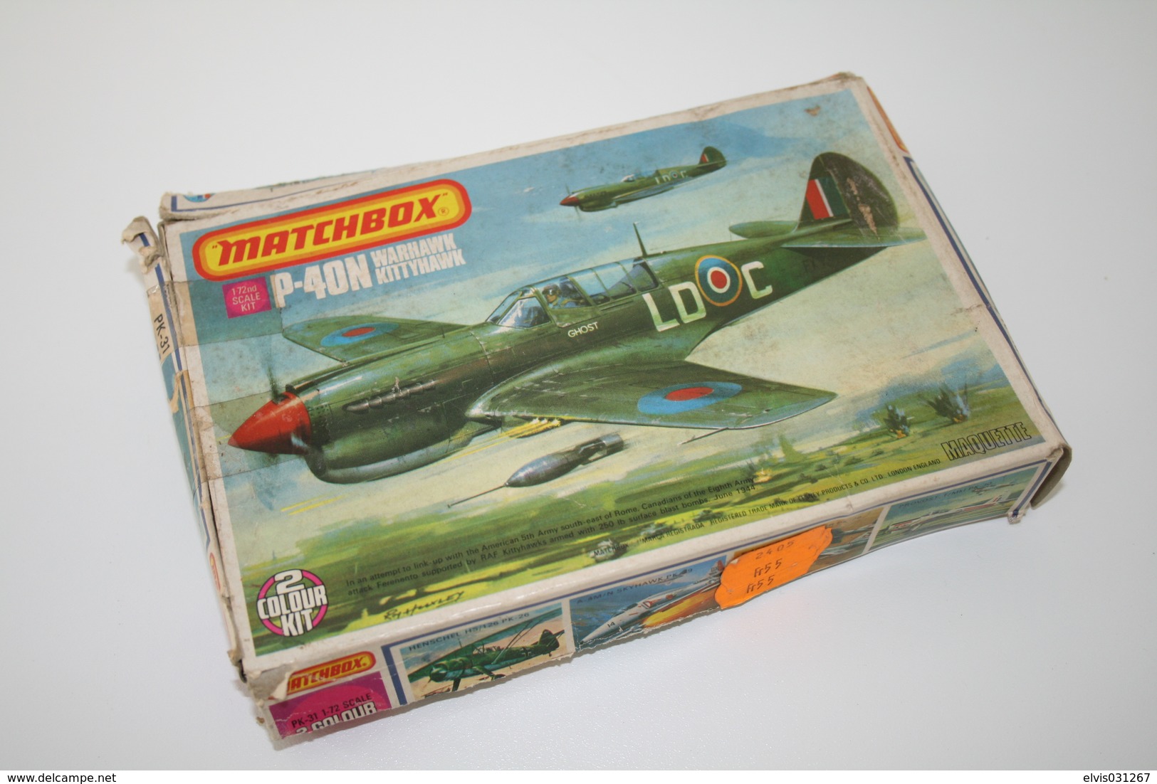 Vintage MODEL KIT : Matchbox P-40N Warhawk Kittyhawk, Scale 1/72, Vintage, + Original Box - Flugzeuge & Hubschrauber
