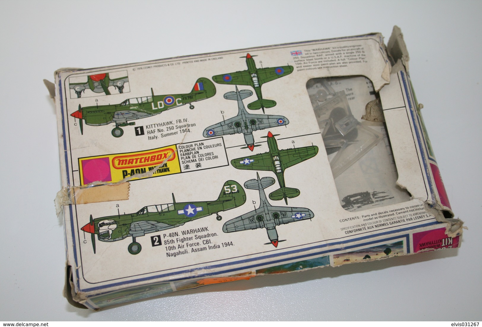 Vintage MODEL KIT : Matchbox P-40N Warhawk Kittyhawk, Scale 1/72, Vintage, + Original Box - Flugzeuge & Hubschrauber