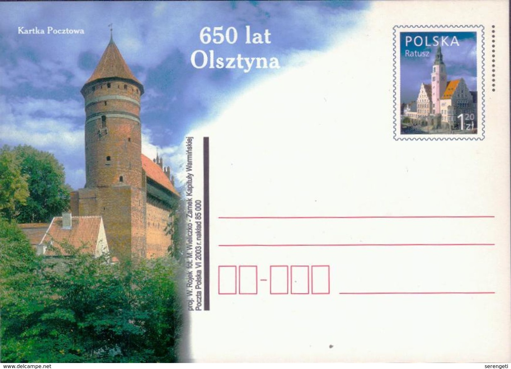 Polen GS '650 J. Allenstein, Burg U. Rathaus' / Poland P.c. '650th Ann. Of Olsztyn, Castle & Town Hall' **/MNH 2003 - Schlösser U. Burgen